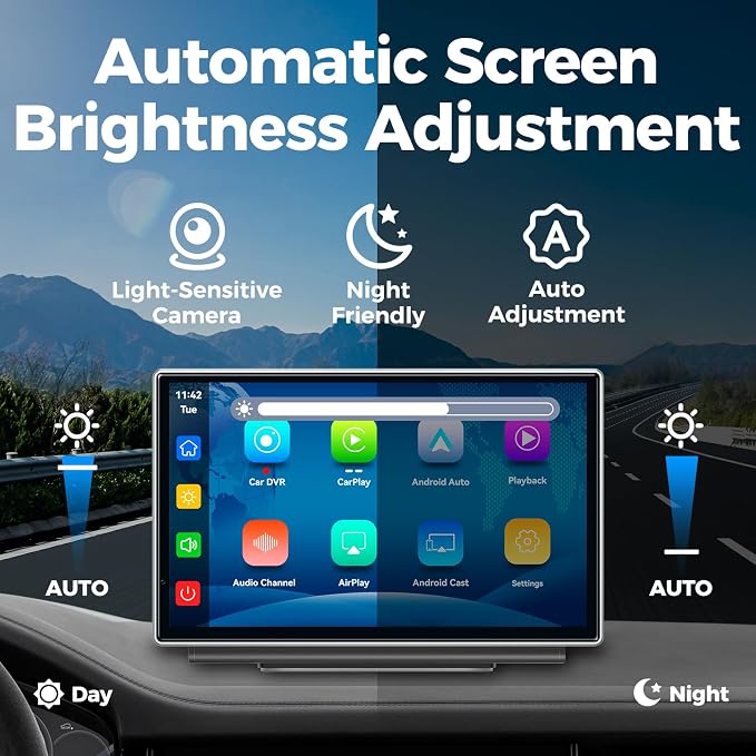 7" Wireless Apple CarPlay Android Auto Screen - Image 4