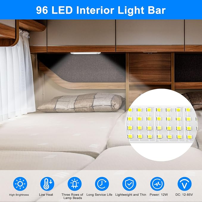 Linkstyle 12V Interior LED Light Bar, Super Bright 96LEDs Strip Lights - Image 2