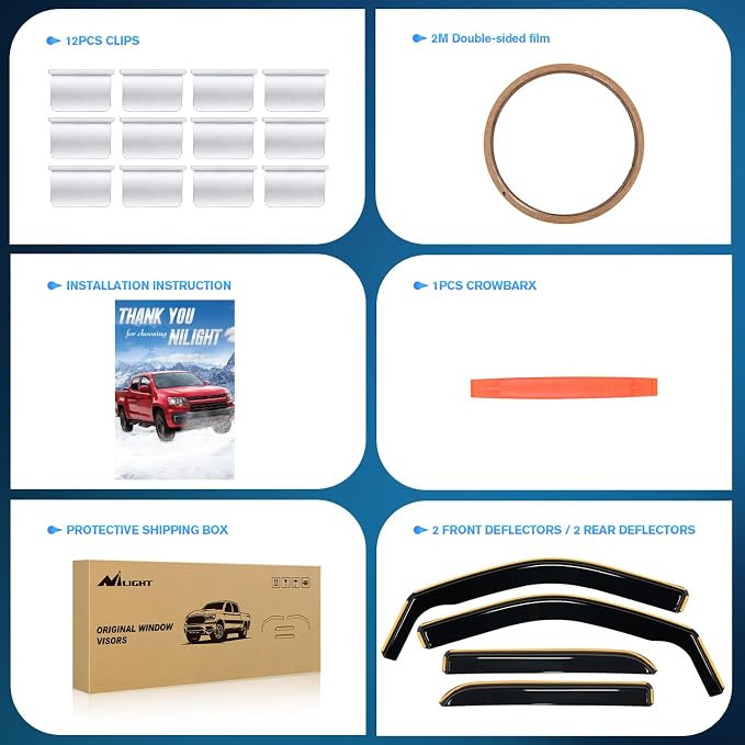 Nilight in Channel Rain Guards for Ram 1500 2009 2010 2011 2012 2013 2014 2015 - Image 6