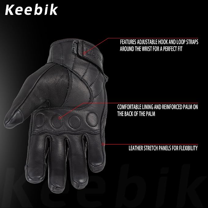 Goatskin Leather Motorcycle Motorbike Powersports Racing Gloves Reflective - Image 3