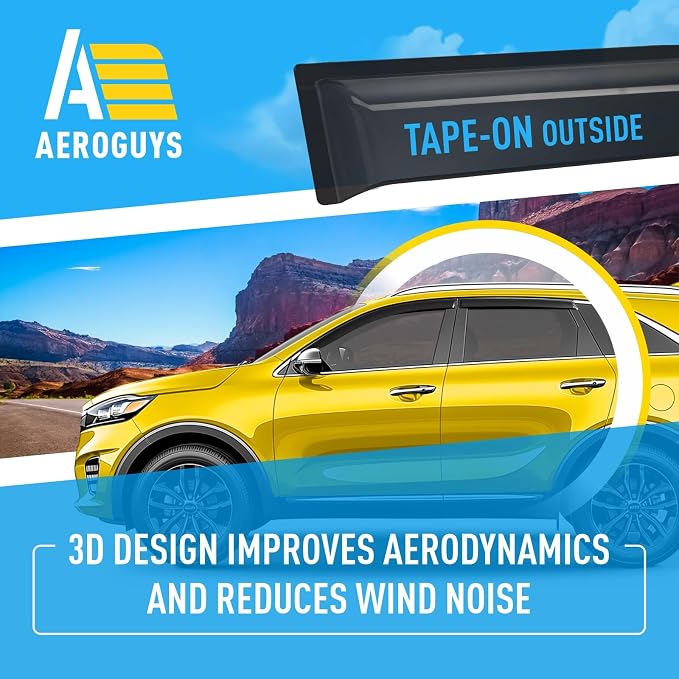 Extra Durable Window Deflectors Tape-On Window Visors Rain Guards Fit - Image 5