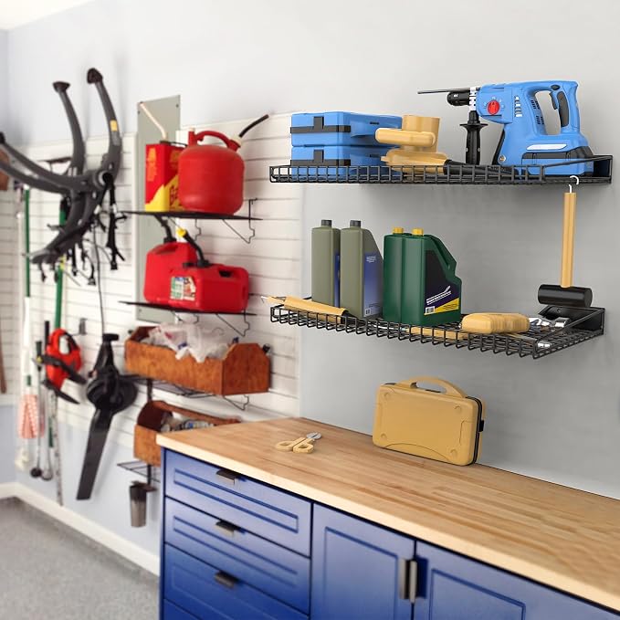 WALMANN Garage Wall Shelf, 4 Wall-Mounted Storage Shelves - Image 2