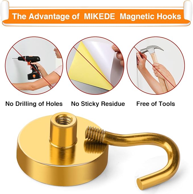 MIKEDE Magnetic Hooks, 80LB Heavy Duty Magnets - Image 4