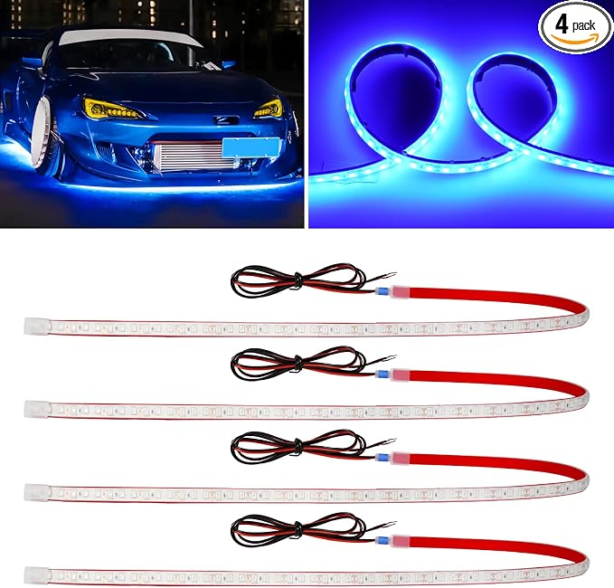 Blue Led Strip Lights, 24inch 12V Car LED Strip Light IP68 Waterproof Cuttable by DUOFU365