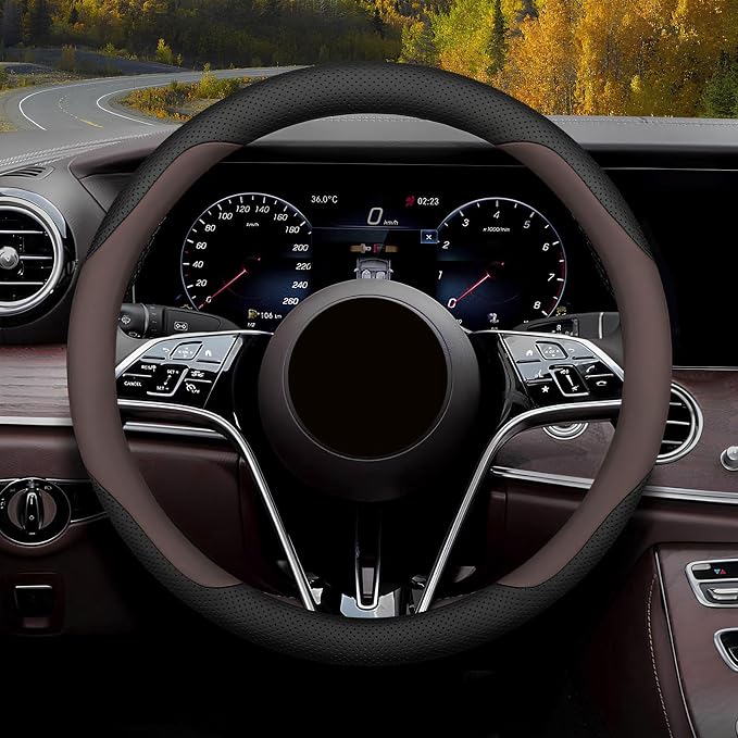 Steering Wheel Cover Standard Size Medium 14.5-15 inch, Breathable Microfiber by Mihecor
