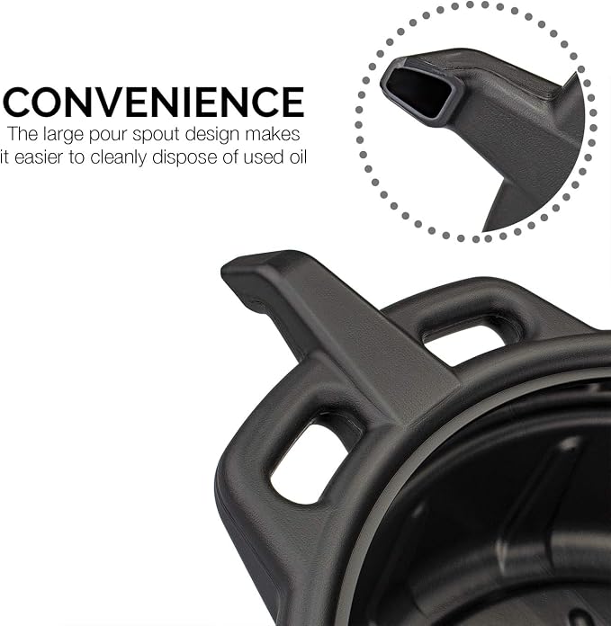NEIKO 20762A Oil Drain Pan | Black Plastic Anti Splash | Motor Oil Drip Catcher - Image 4