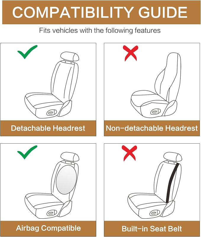 Pariitadin Leather Car Seat Covers Front Pair, Waterproof Breathable Faux - Image 7