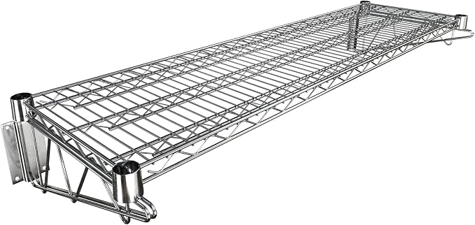 14" x 48" Chrome Wire Wall Mount Shelf by Krollen+Industrial