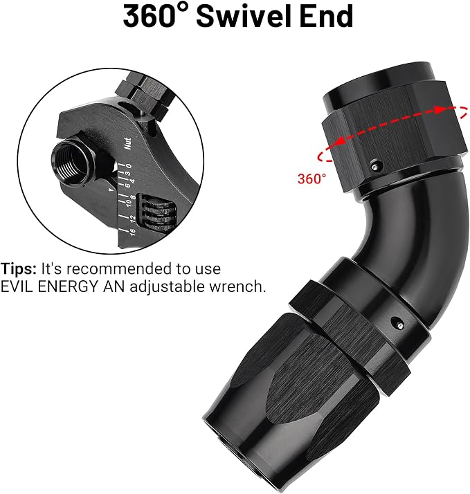 EVIL ENERGY 10AN 60 Degree One Piece Full Flow Hose End Fitting Swivel - Image 4