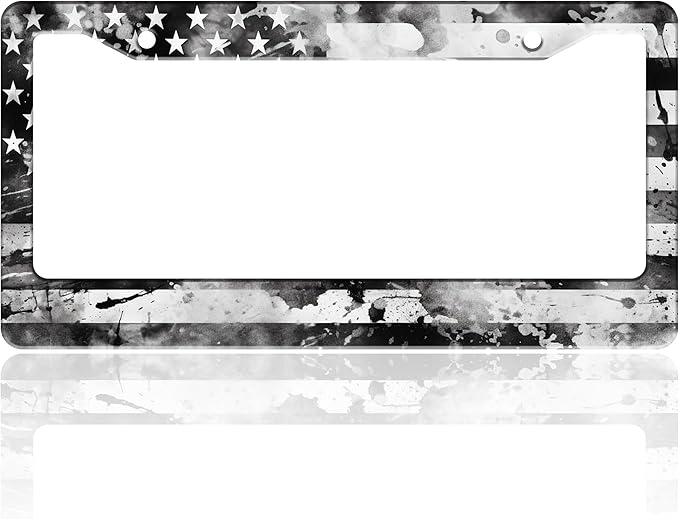 Vintage American Flag License Plate Frame USA Flag Stainless Steel License by TINALUIN