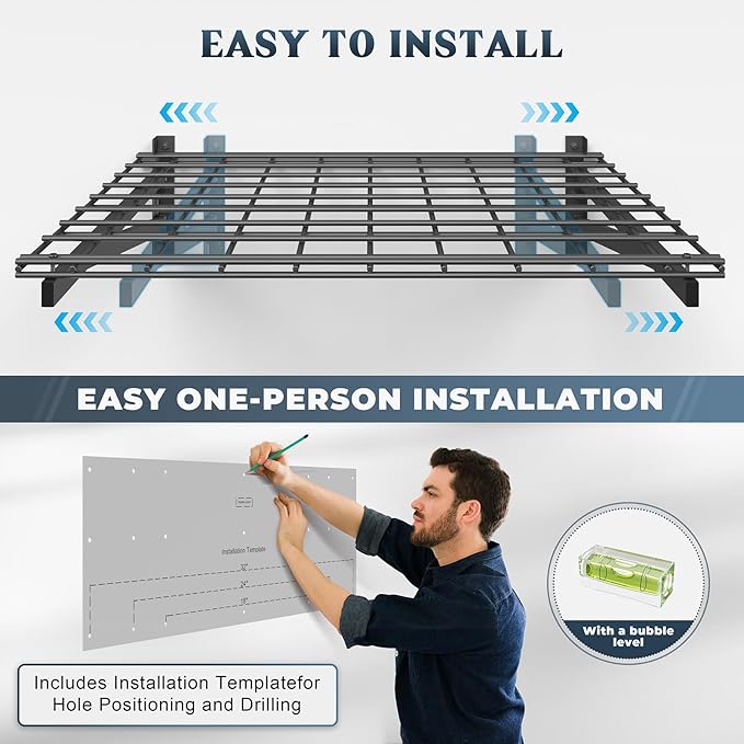 2 Pack Heavy Duty Garage Wall Shelving Set, Wall Mounted Garage Shelves 500lbs - Image 5