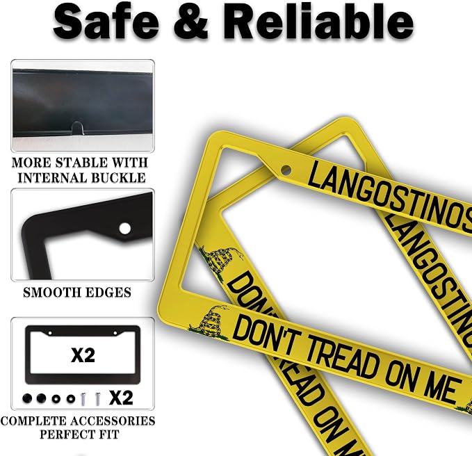 License Plate Cover Yellow Black License Plate Frames Langostinos Don’t Tread - Image 4