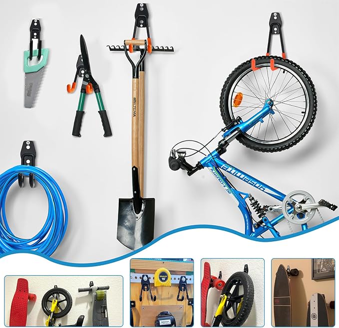 Garage Storage Utility Hooks，Garage Garden Tool Organizer，Steel Wall Mount Hooks - Image 6