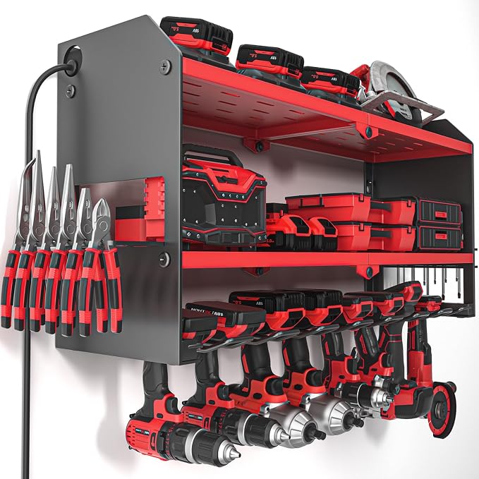 YYR Power Tool Organizer with Charging Station Wall Mount, Cordless Drill and by YYR