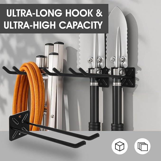 2Pcs Garage Hooks Heavy Duty Tool Organizer, Wall Mount Utility Multi-Use - Image 5