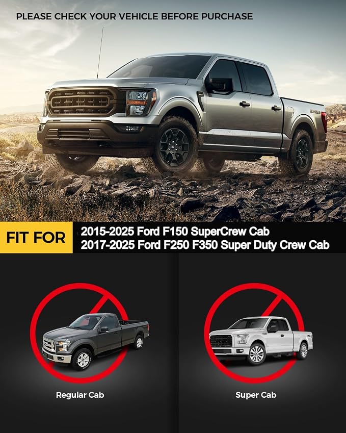 KYX Running Boards for 2015-2025 Ford F150 SuperCrew Cab/ 2017-2025 Ford F250 - Image 2