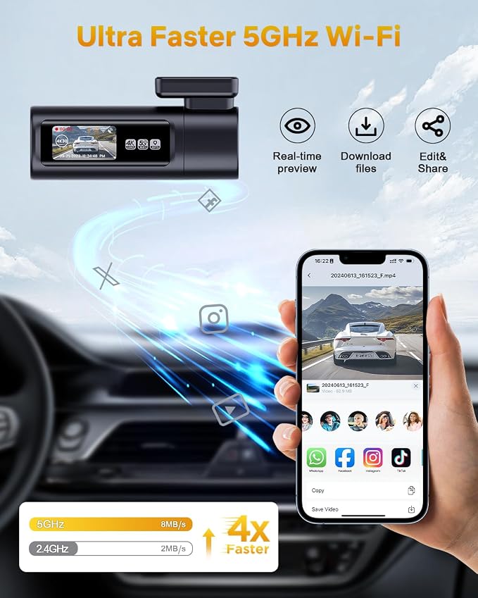 GKU Dash Cam Front and Rear, 4K 60fps＋2.5K Dashcam, STARVIS Sensor, 5G WiFi GPS - Image 5