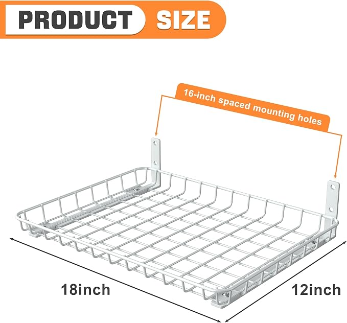 TORACK 2-Pack 12x18 Inch Wall-Mounted Shelves, Garage Wall Shelf - Image 2