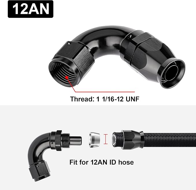 EVIL ENERGY 12AN 120 Degree PTFE One Piece Full Flow End Hose Fitting Aluminum - Image 4