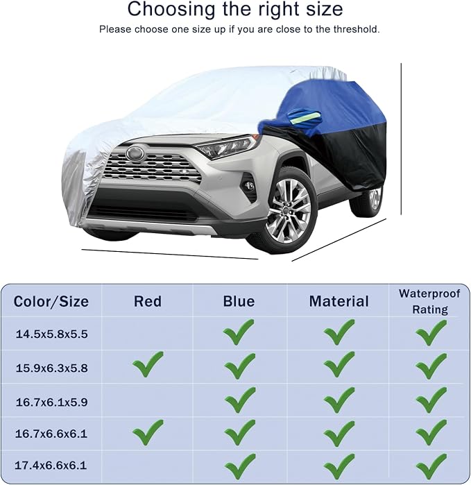 Car Cover for SUV Waterproof All Weather Snowproof UV Windproof Outdoor Full - Image 9
