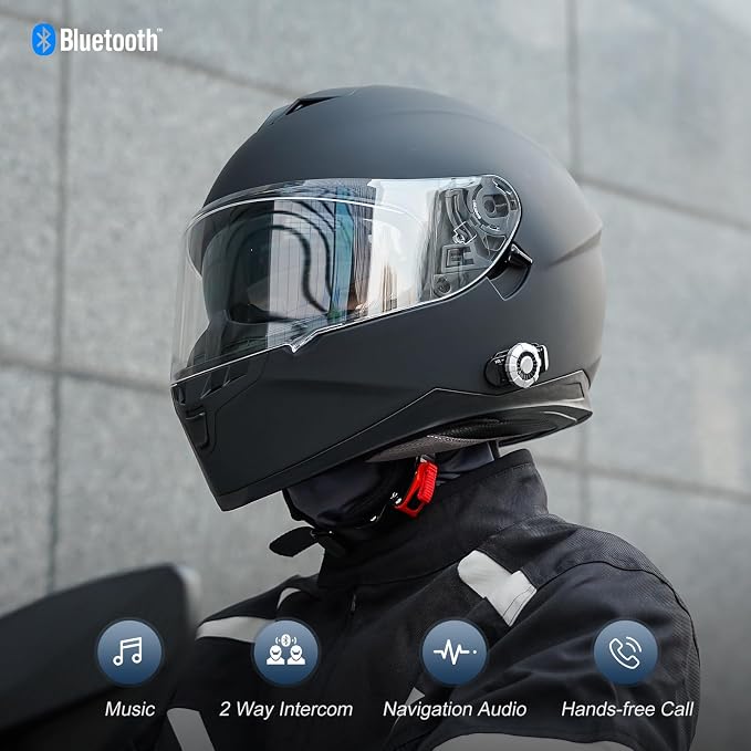 Full Face FreedConn Motorcycle Helmet Bluetooth 5.0 Integrated 2 Way Intercom - Image 2