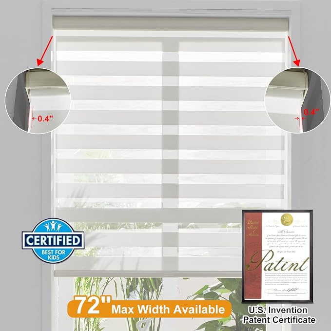 Persilux Cordless Zebra Blinds for Windows Free-Stop Roller Windows Shades Dual - Image 4