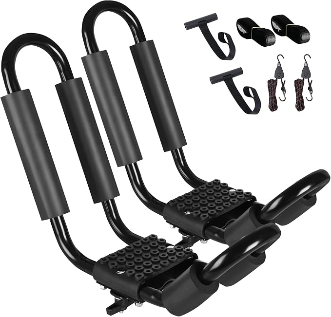 FORWODE Heavy Duty Kayak Roof Rack, 1 Pair J-Bar Kayak Rack by FORWODE