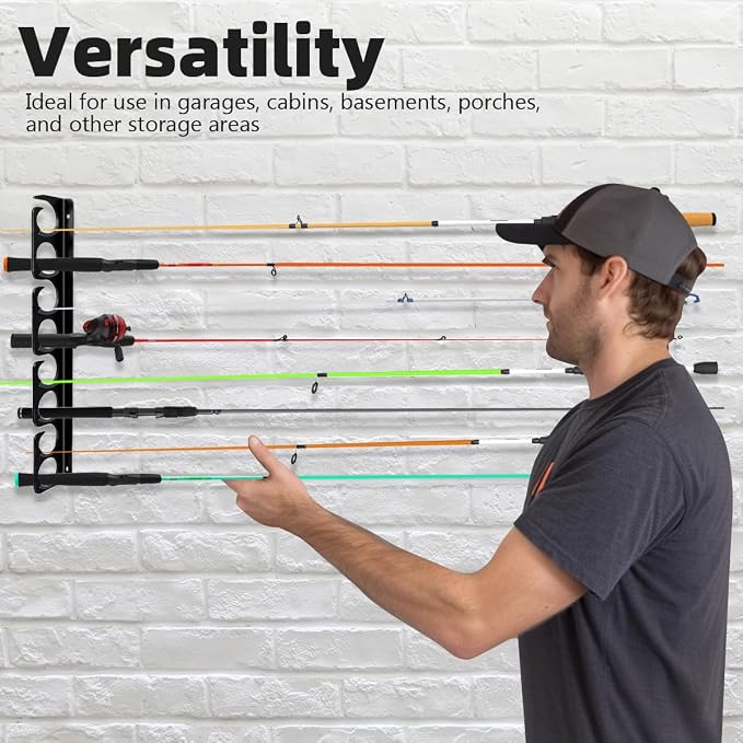 Wall or Ceiling Fishing Rod Storage Rack Vertical Horizontal Holder - Image 6