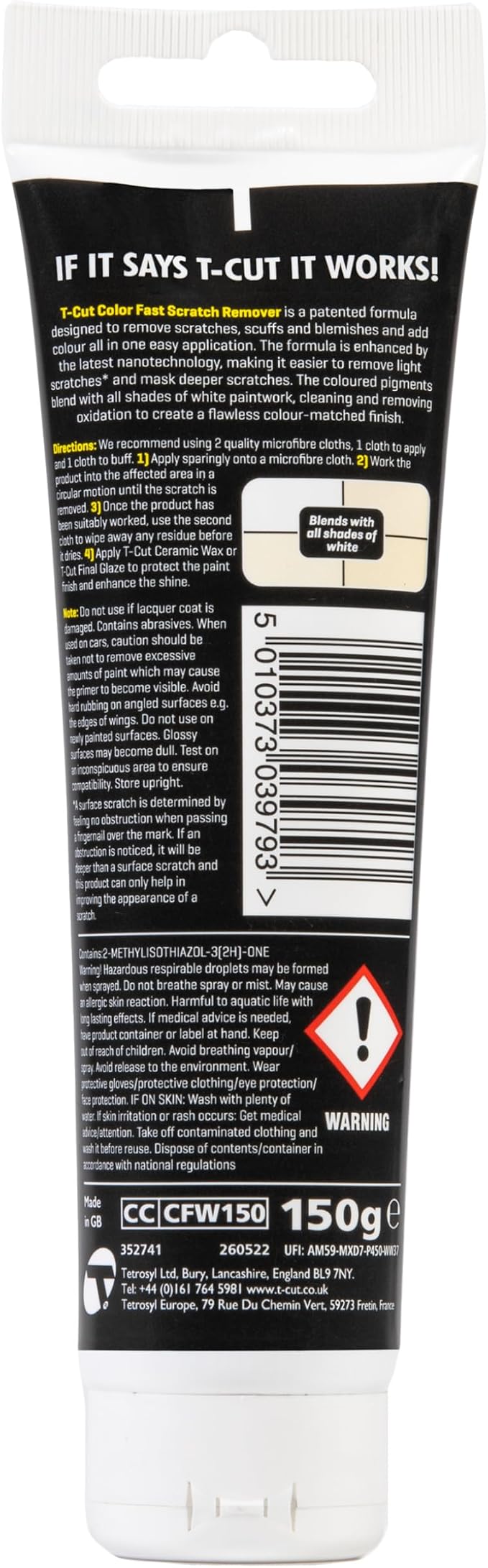 T-Cut Color Fast White Car Wax Polish Scratch Remover Color Enhancer, 5.3 Oz - Image 2