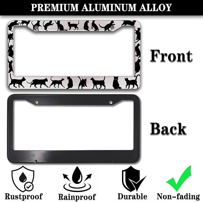 License Plate Frames for Women Black and White License Plate Frame for Men - Image 3