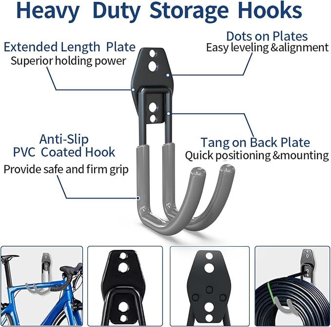 3-H Garden Hose Holder Wall Mount 4 Pack, Solid Steel Hose Hanger, Water Hose - Image 3