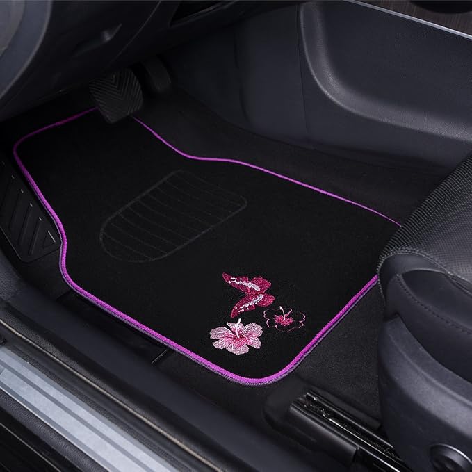 CAR PASS Embroidery Butterfly and Flower Car Floor Mats, - Image 3