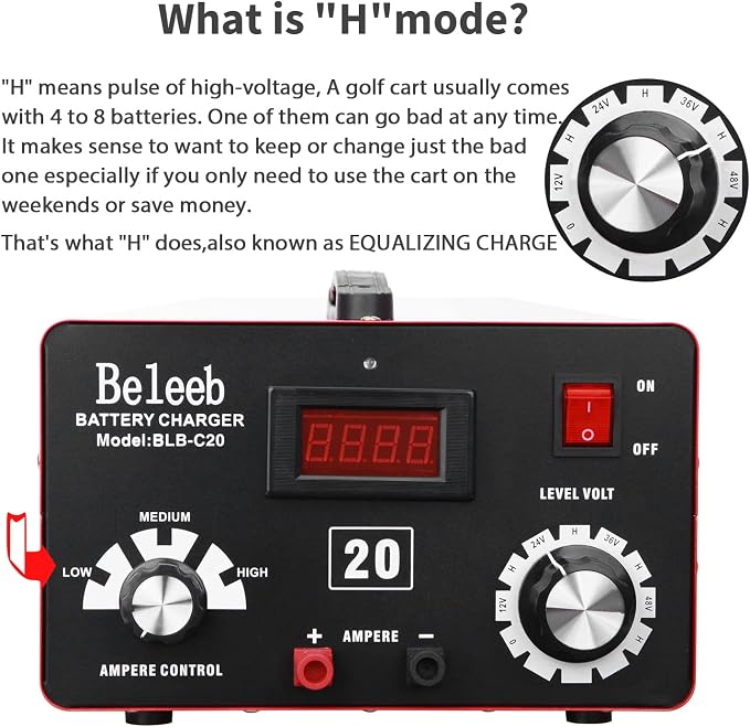 C20 Adjustable Battery Charger 12V 24V 36V 48V, 12A Pulses of High-Voltage - Image 3
