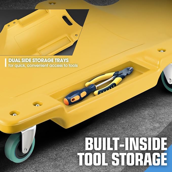 DNA MOTORING 40" L X 19" W Vehicle Repair Low Profile Plastic Rolling Garage - Image 3