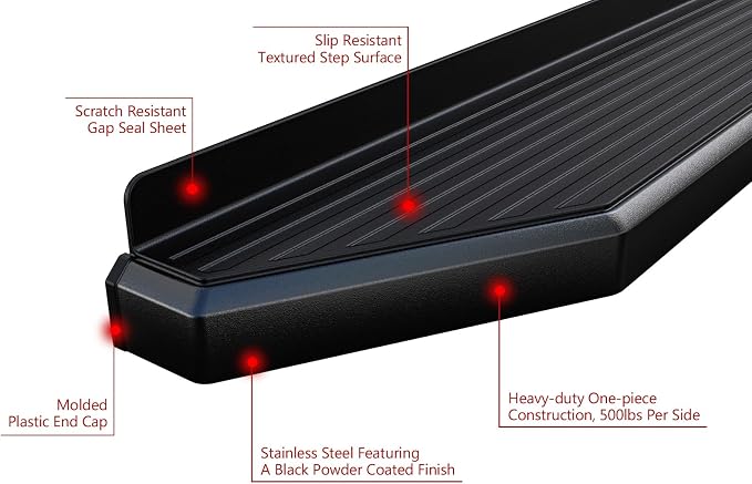 APS Black Stainless Steel Running Boards Style Compatible - Image 5