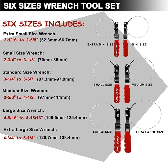 8pcs Oil Filter Wrench Set, Oil filter Removal Tool Adjustable from - Image 3
