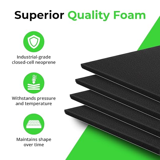XCEL 4 Pack 12" x 12" x 1/4" Self Stick Foam Rubber Pads - Image 5