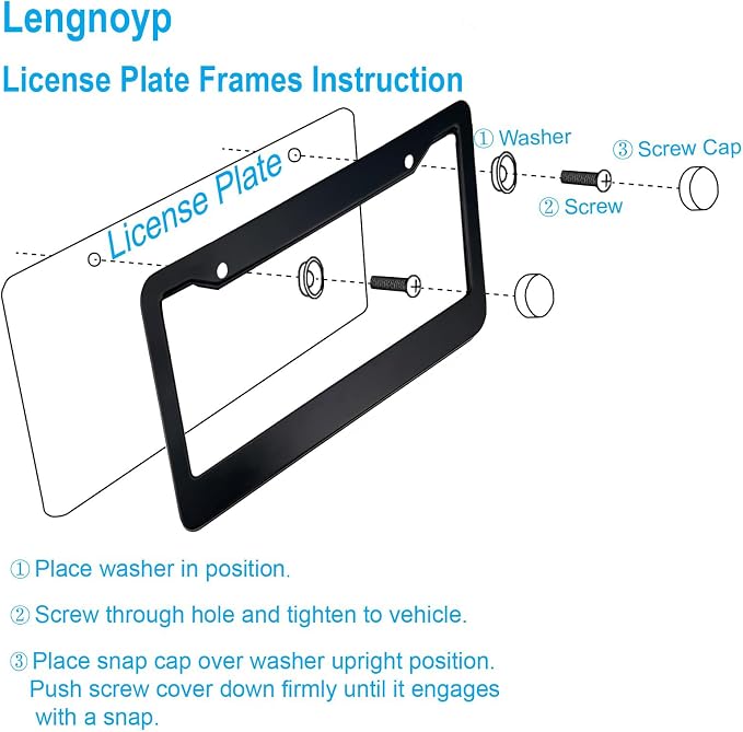 2PCS Matte Black License Plate Frames, 2 Holes Solid Aluminum License Plate - Image 6