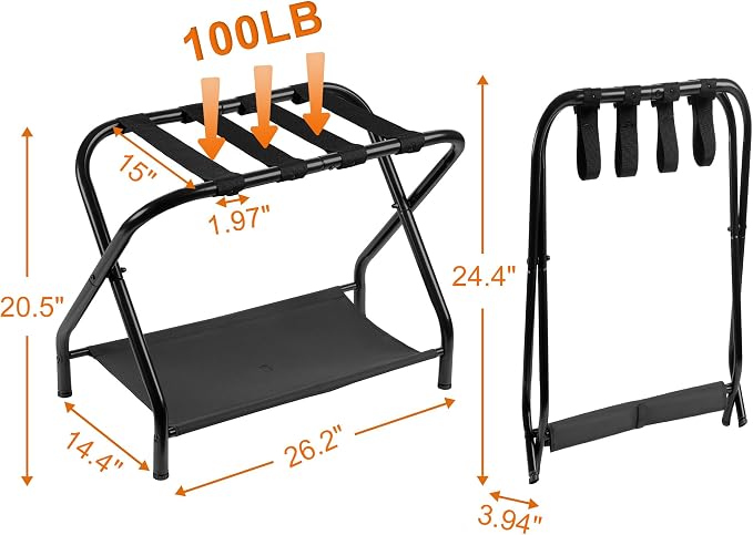 Heybly Luggage Rack, Steel Folding Suitcase Stand - Image 3