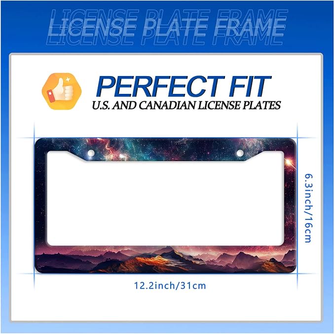 Mountain License Plate Frame Colorful Starry Sky Galaxy License Plate Stainless - Image 7