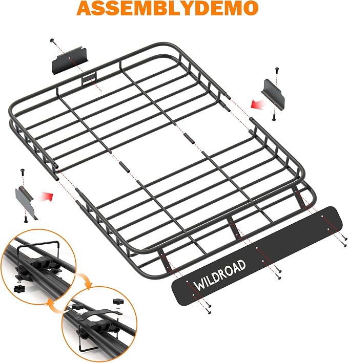 WILDROAD Roof Rack Cargo Basket, Upgraded 4” Fence Car Roof Basket - Image 8