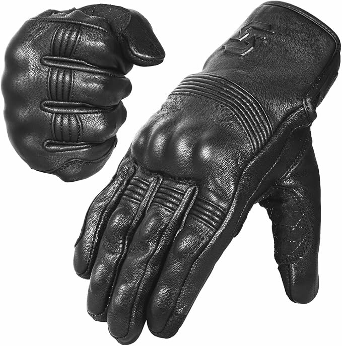 Leather Motorcycle Gloves for Men and Women | Touchscreen | Full Finger | by SATHIND