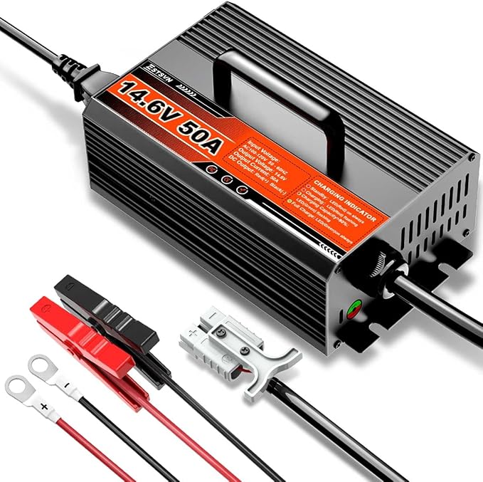 50A 14.6V LiFePO4 Battery Charger 12V Lithium Battery Smart Charger Fast by ESTSVN