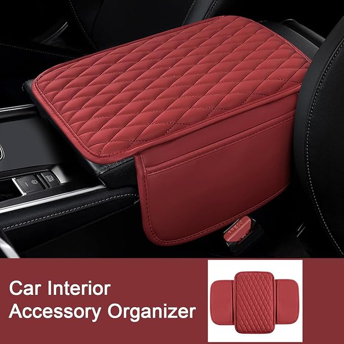 Car Armrest Cover Leather Car Console Covers Box Pad - Image 6