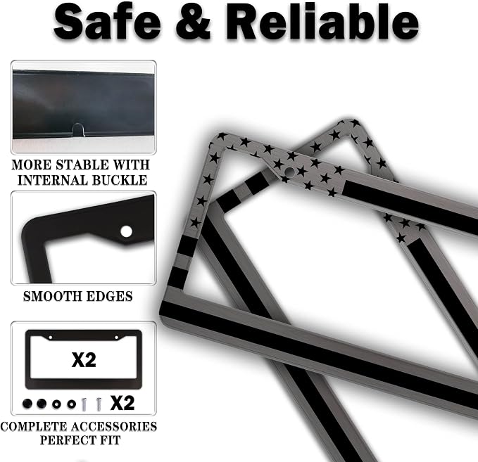License Plate Frames Metal License Plate Frame American Flag Stainless Steel - Image 4