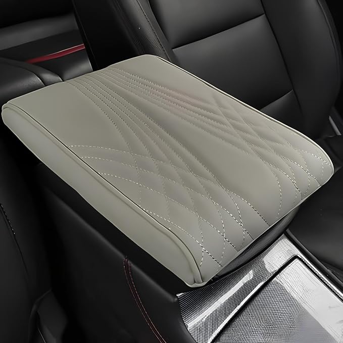 Leather Car Armrest Box Mat by Unknown
