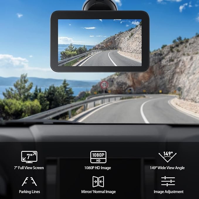 Wired Backup Camera Kit with 7" Monitor, HD 1080P Display - Image 3