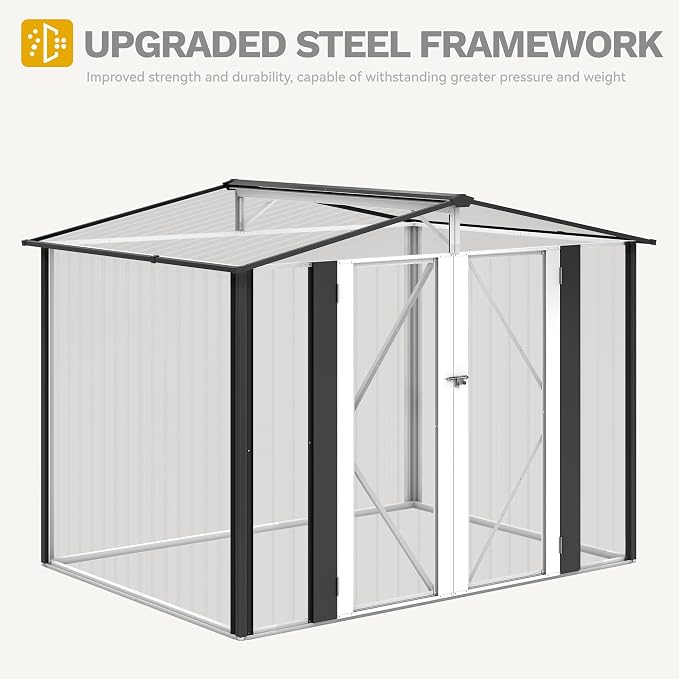 DWVO 8x6FT Outdoor Storage Shelter, Roomy Steel Tool Shed - Image 6
