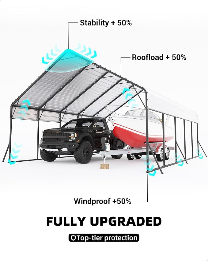 20'x25'x13' Metal Carport for 2 Cars, Heavy Duty Extra Tall Carport for Heavy - Image 5