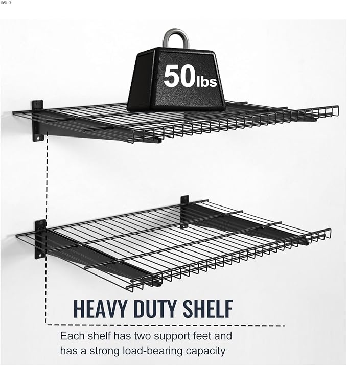 2 Pack Garage Wall Mounted Shelf, 21.7" x 11.4" Heavy Duty Wall Storage Shelves - Image 4